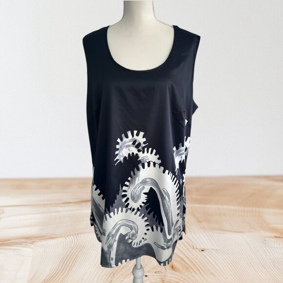 VERY VOLLBRACH Black Gray Tank Dress Size Large - Picture 1 of 7